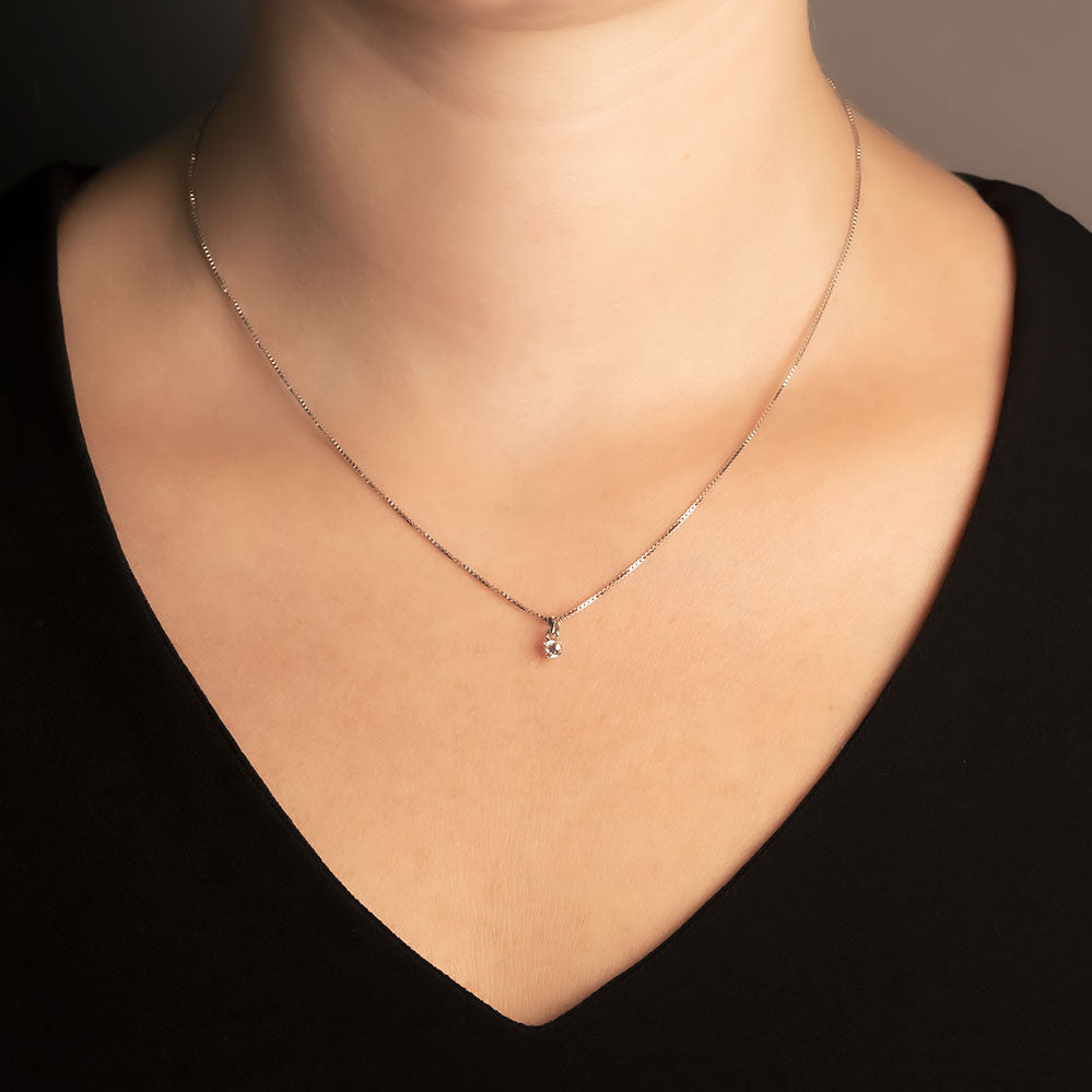 Mini Brilliant Cut Cubic Zirconia Pendant with a Claw Setting