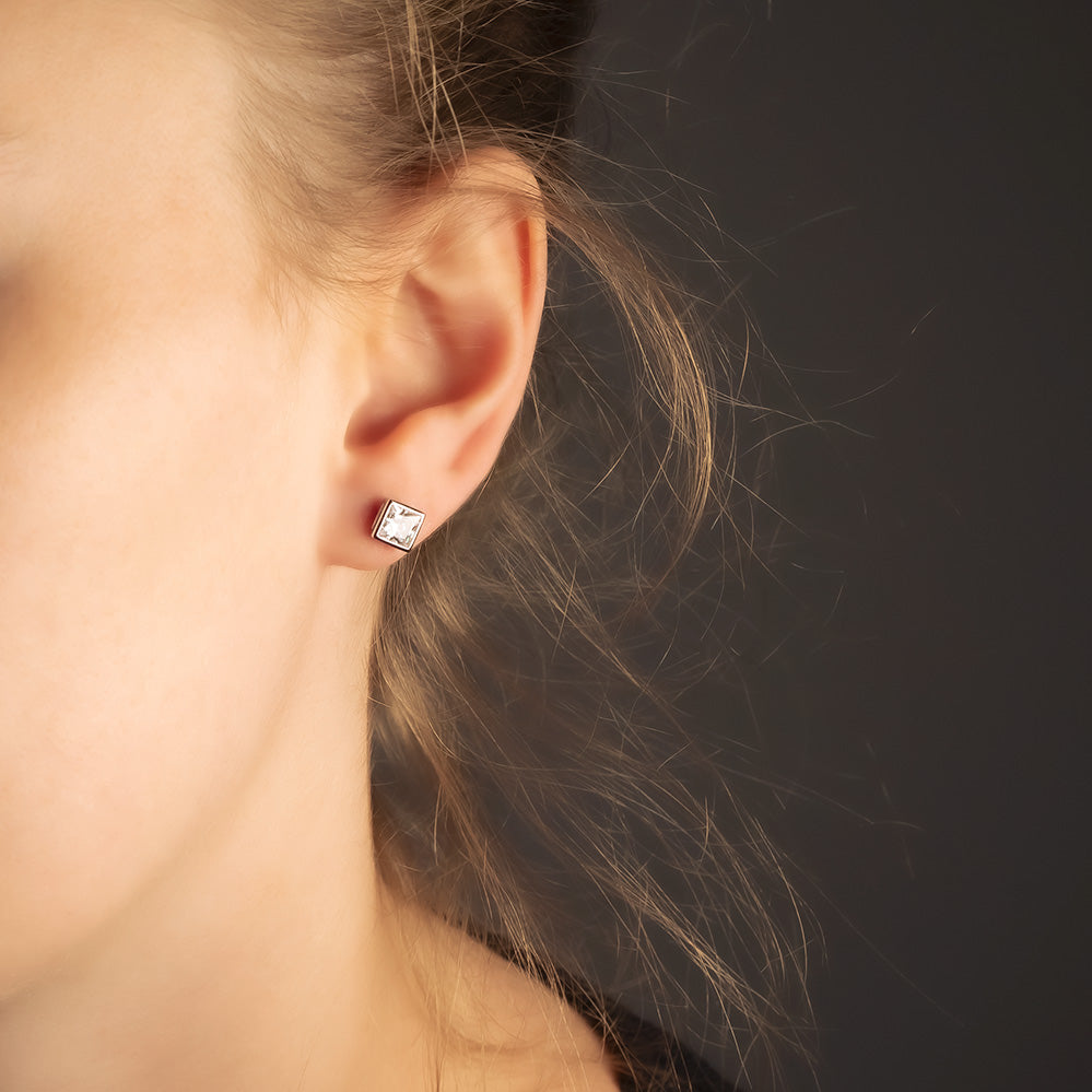 Square Princess Cut CZ Stud Earrings