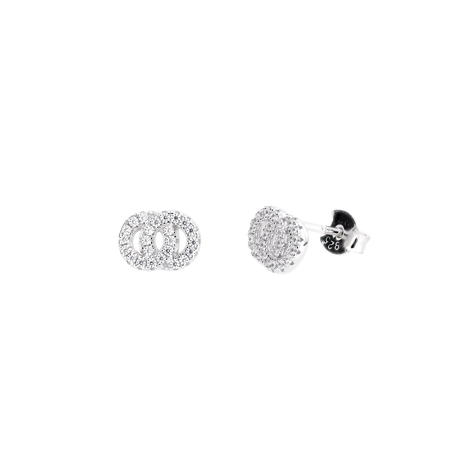 Interlocking Circles Cubic Zirconia Stud Earrings
