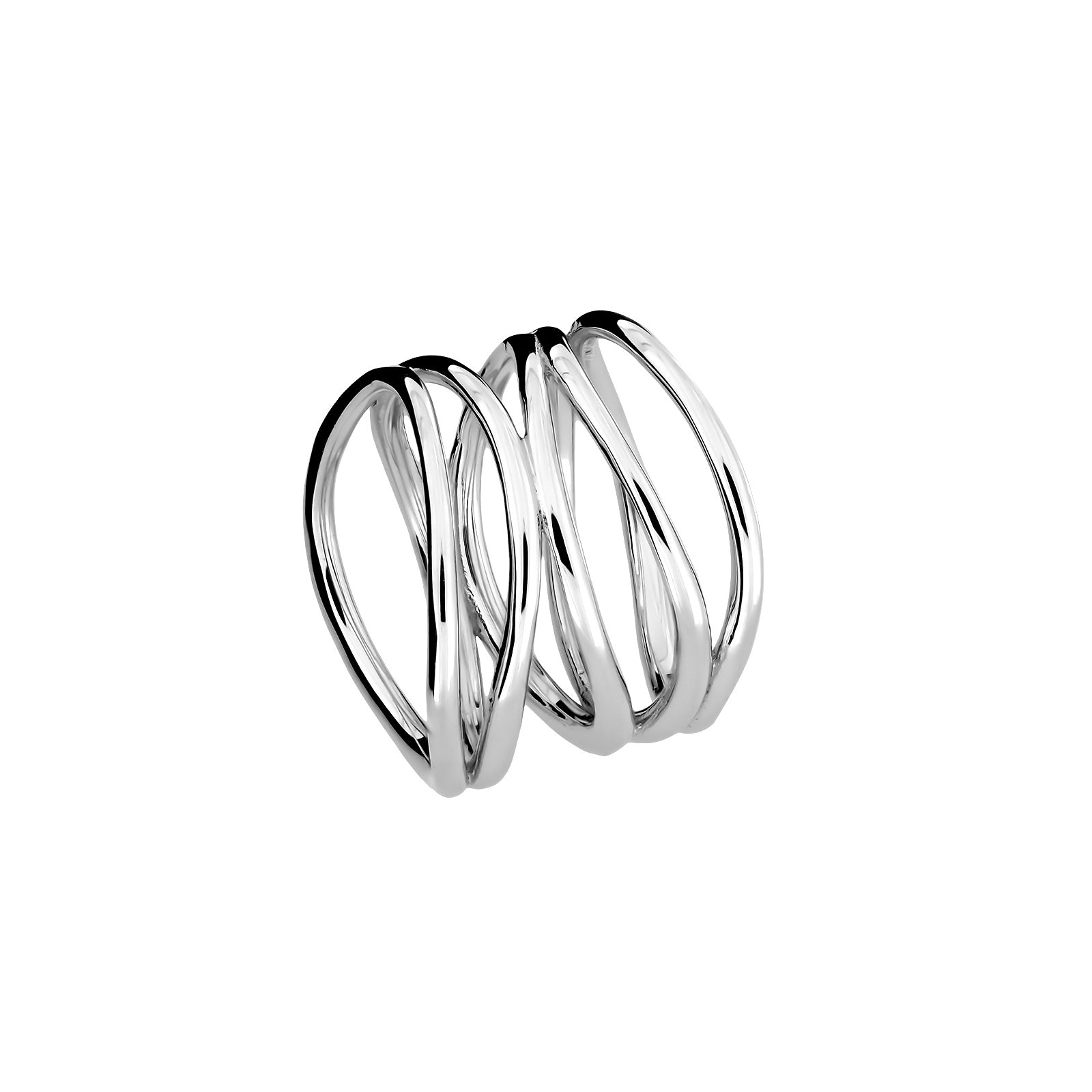 Overlapping Waves Silver Ring