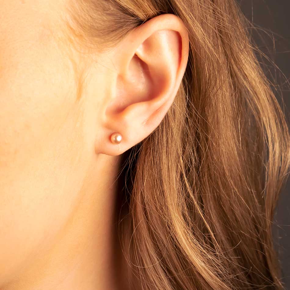 Pink Pearl Stud Earrings