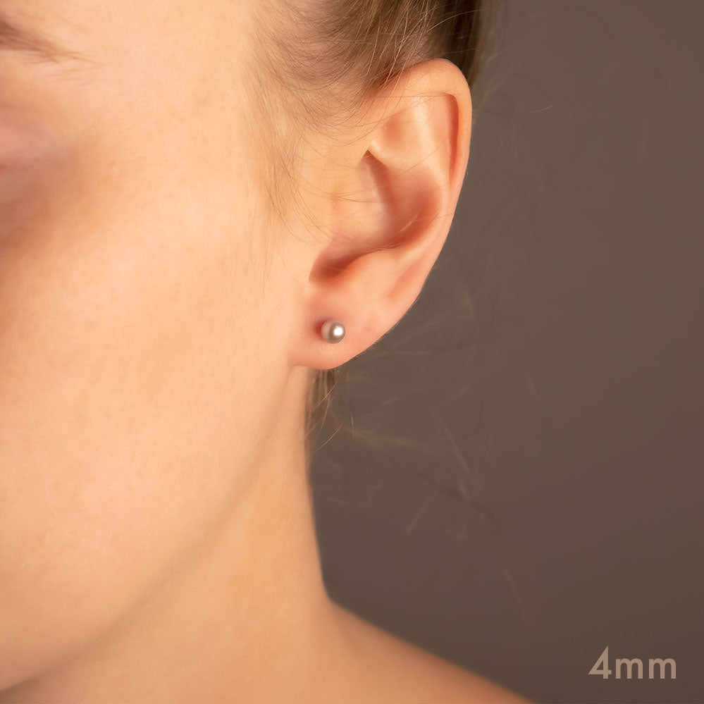 Grey Pearl Stud Earrings