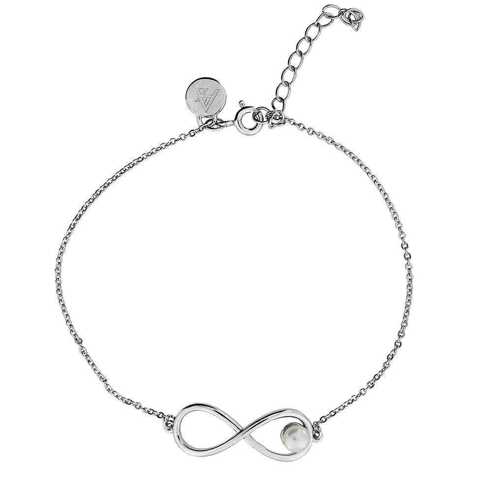 Silver & Pearl Infinity Bracelet