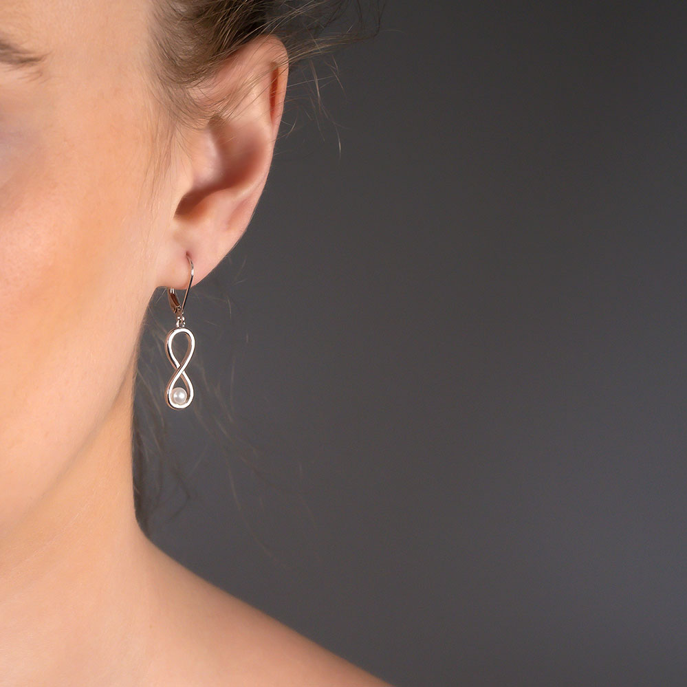 Silver & Pearl Infinity Earrings