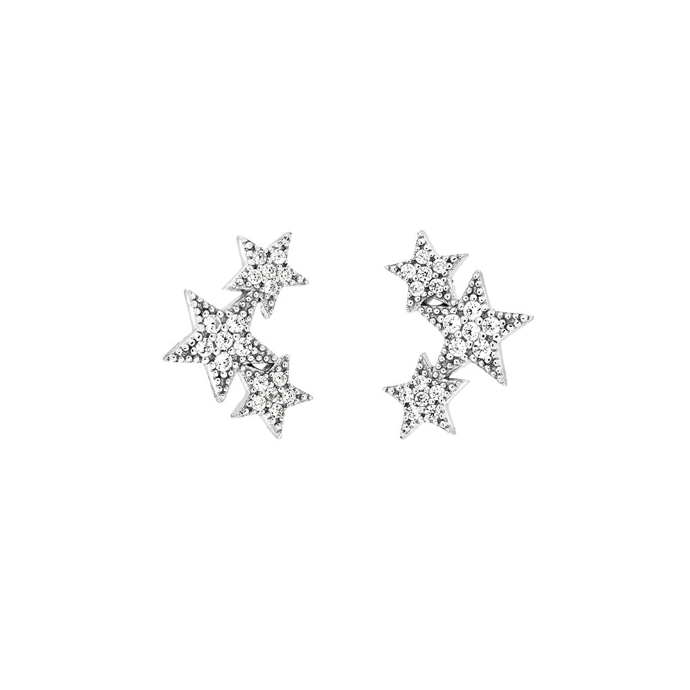 Silver & Pavé Star Cluster Studs