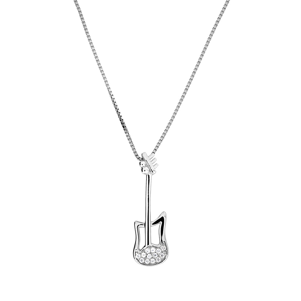 Silver & Pavé Guitar Pendant