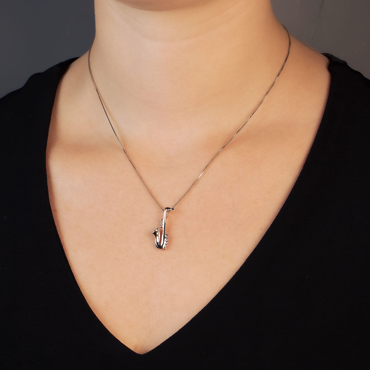 Silver Saxophone Pendant
