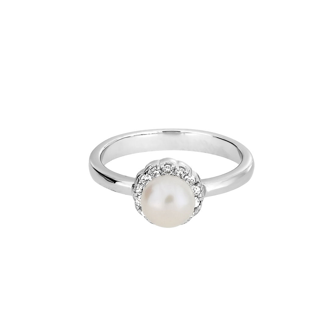 Freshwater Pearl and CZ Ring