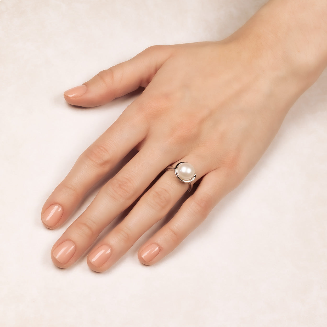 Spiral Set Freshwater Pearl Ring