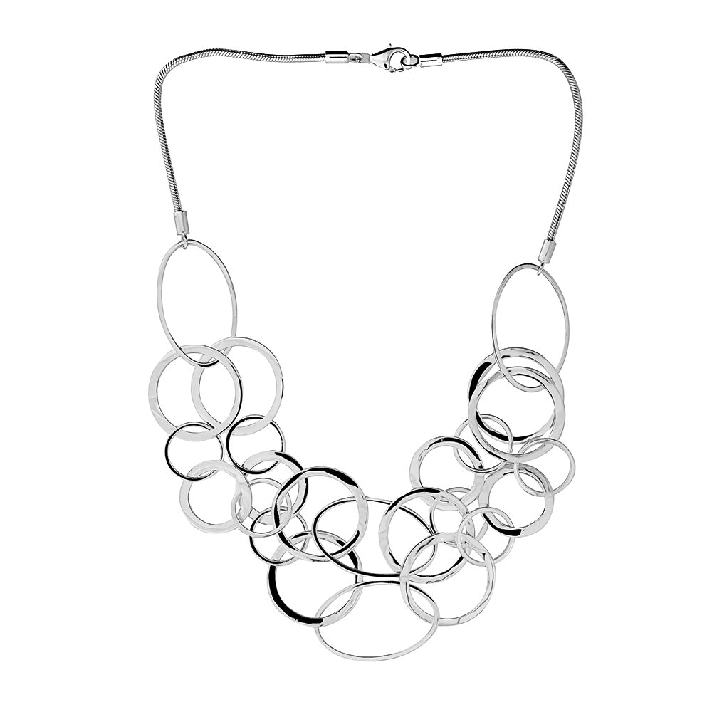 Silver Open Links Statement Necklace