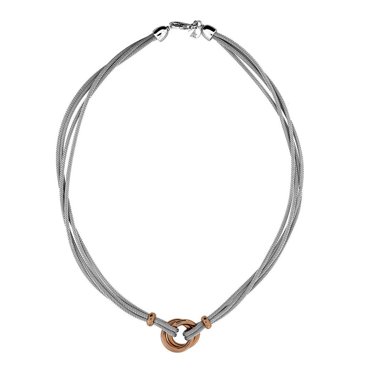 Silver &amp; Rose Gold Vermeil Double Circle Necklace