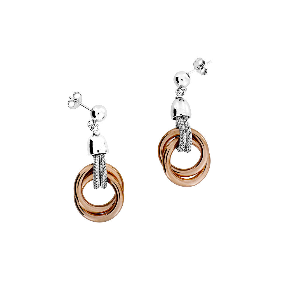 Silver & Rose Double Circle Earrings