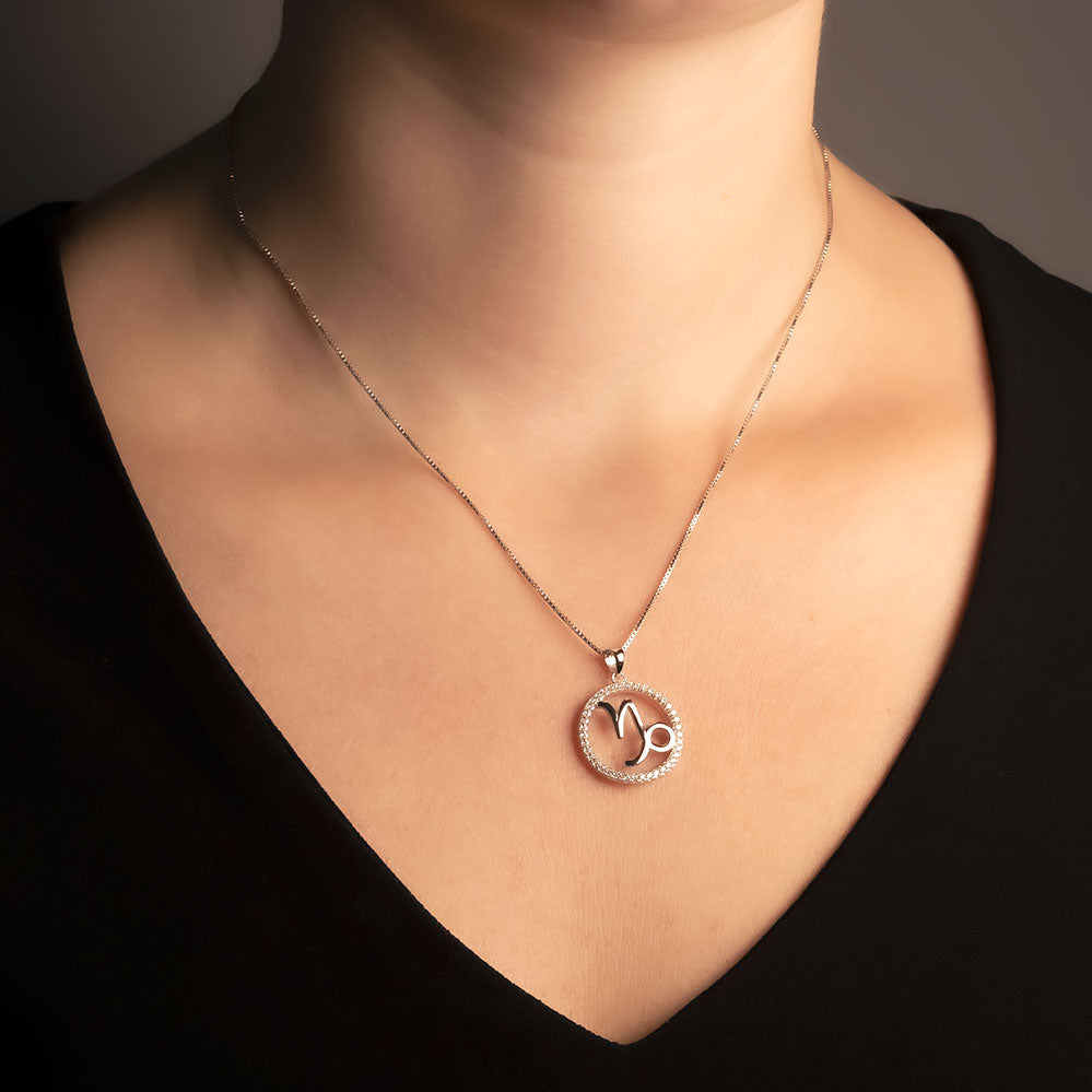 Silver Capricorn Zodiac Pendant