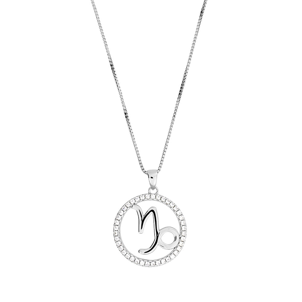 Silver Capricorn Zodiac Pendant
