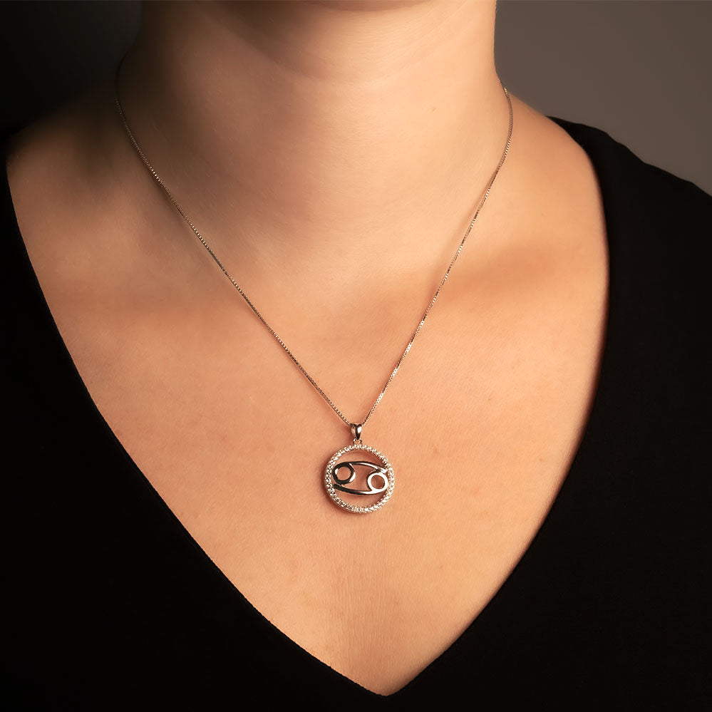Silver Cancer Zodiac Pendant