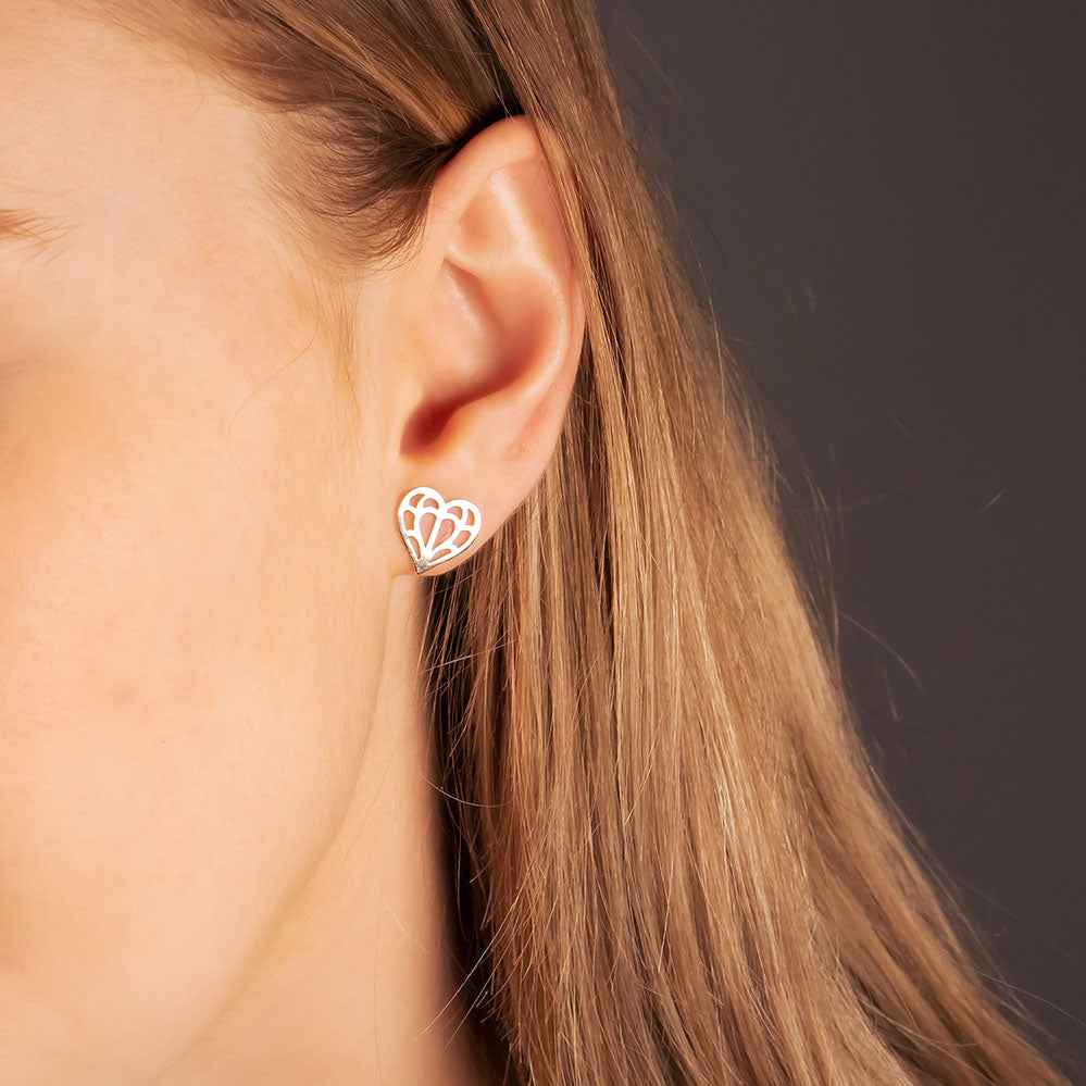 Silver Cut-Out Heart of Yorkshire Studs