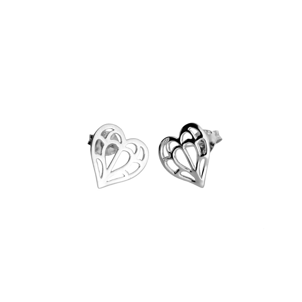 Silver Cut-Out Heart of Yorkshire Studs