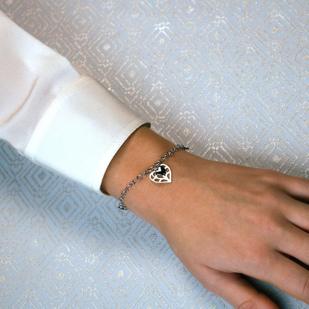 Silver Double Heart of Yorkshire Bracelet