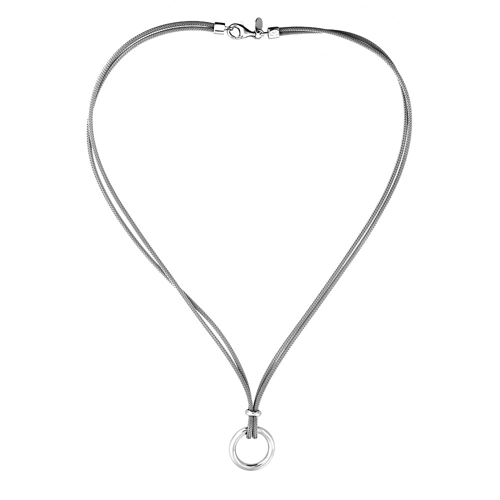 Silver Circle Y Necklace