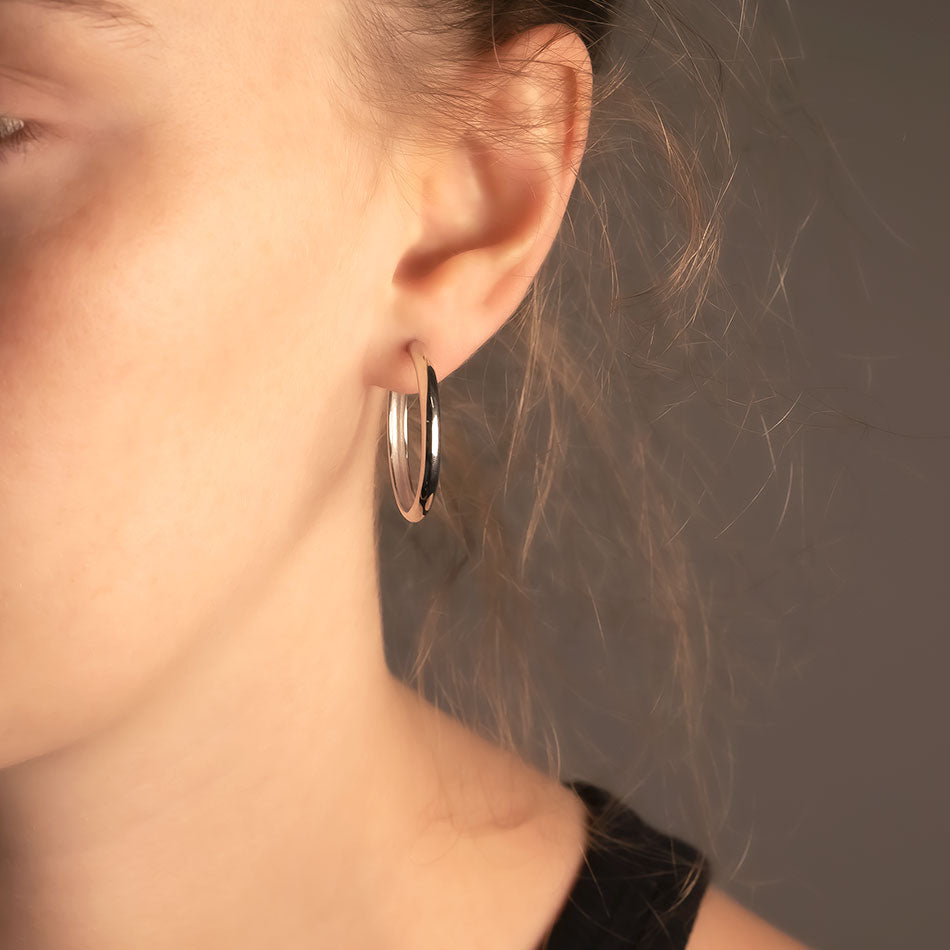 Hinge Hoop Earrings - Large Rounded