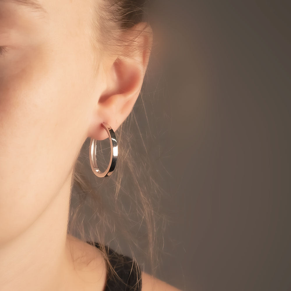 Hinge Hoop Earrings - Large Squared