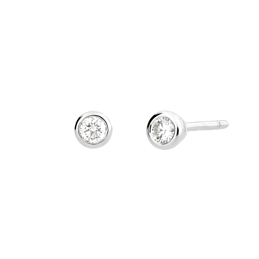 9 Carat White Gold & Diamond Stud Earrings (0.08ct diamond)