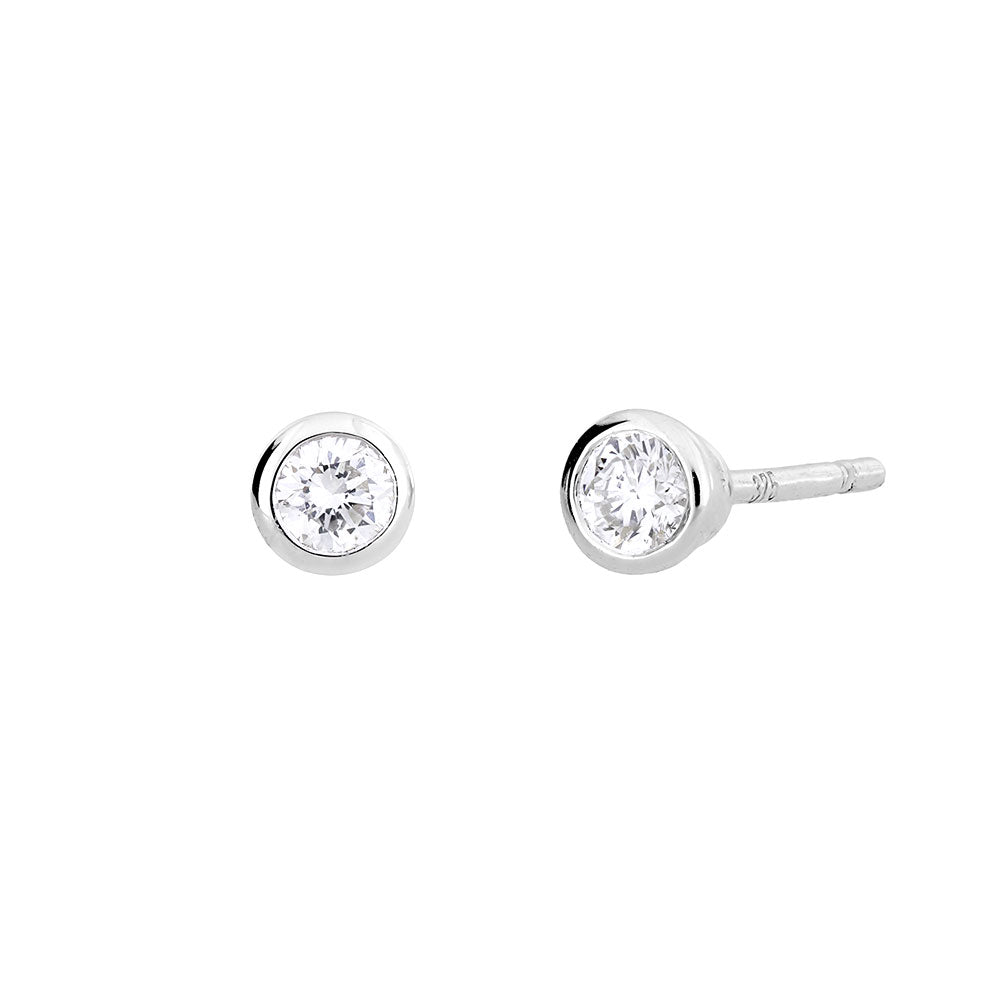9 Carat White Gold &amp; Diamond Stud Earrings (0.14ct diamond)