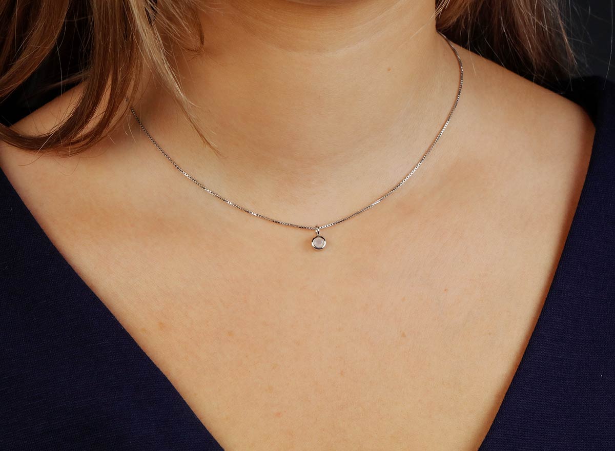 March Birthstone Pendant - Aqua Chalcedony