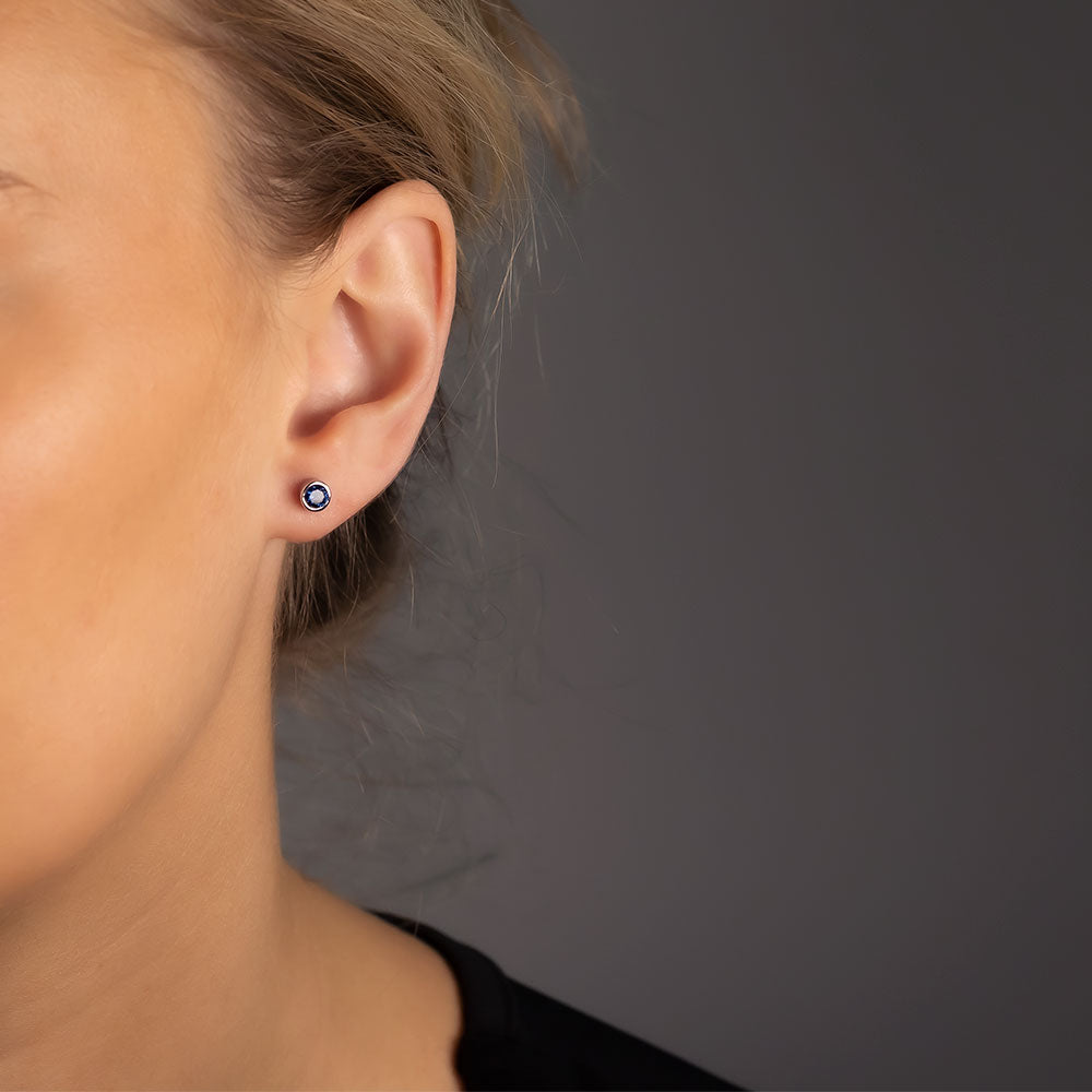 September Birthstone Earrings - Blue Spinel
