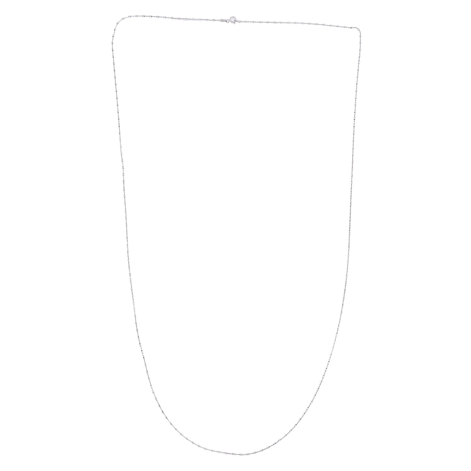 Long Silver Chain Necklace with Cubes