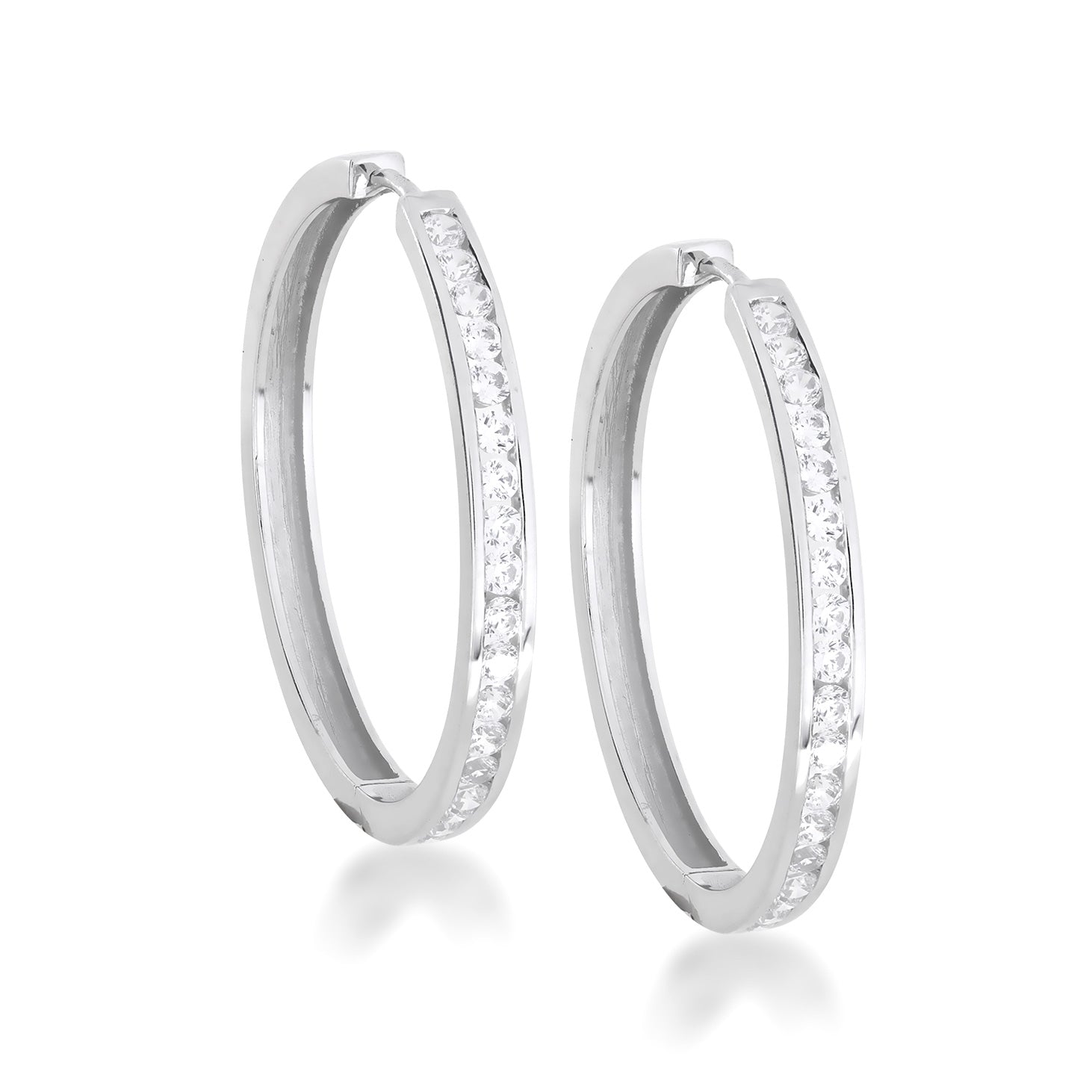 Hinge Hoop Earrings - Large Stone-Set