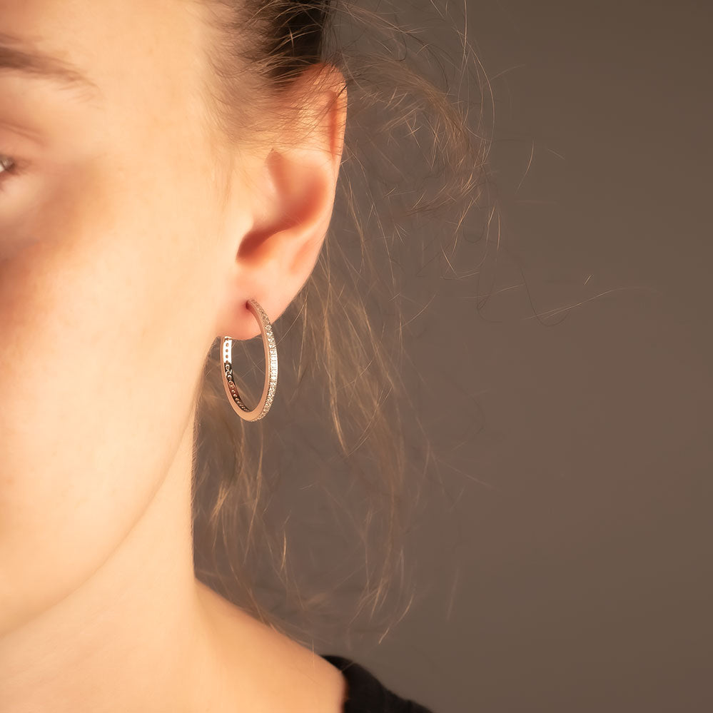 Pavé Three-Quarter Hoop Earrings