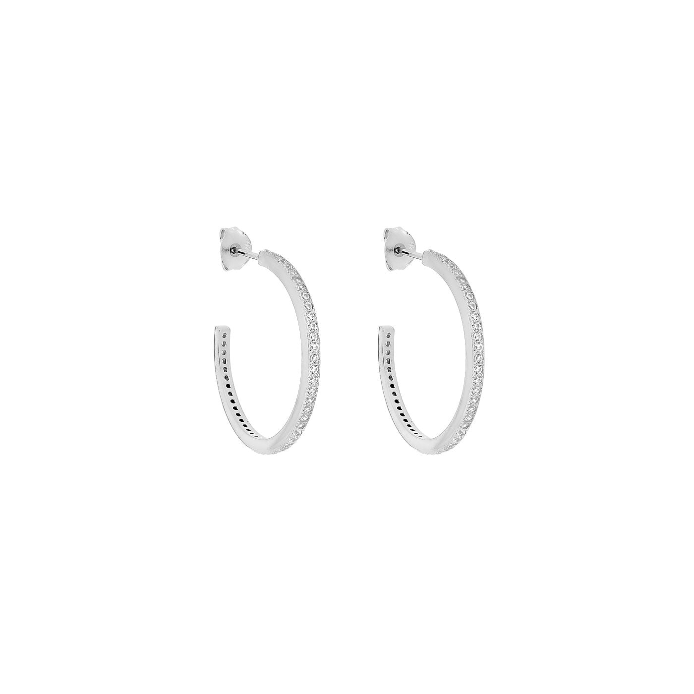 Pavé Three-Quarter Hoop Earrings