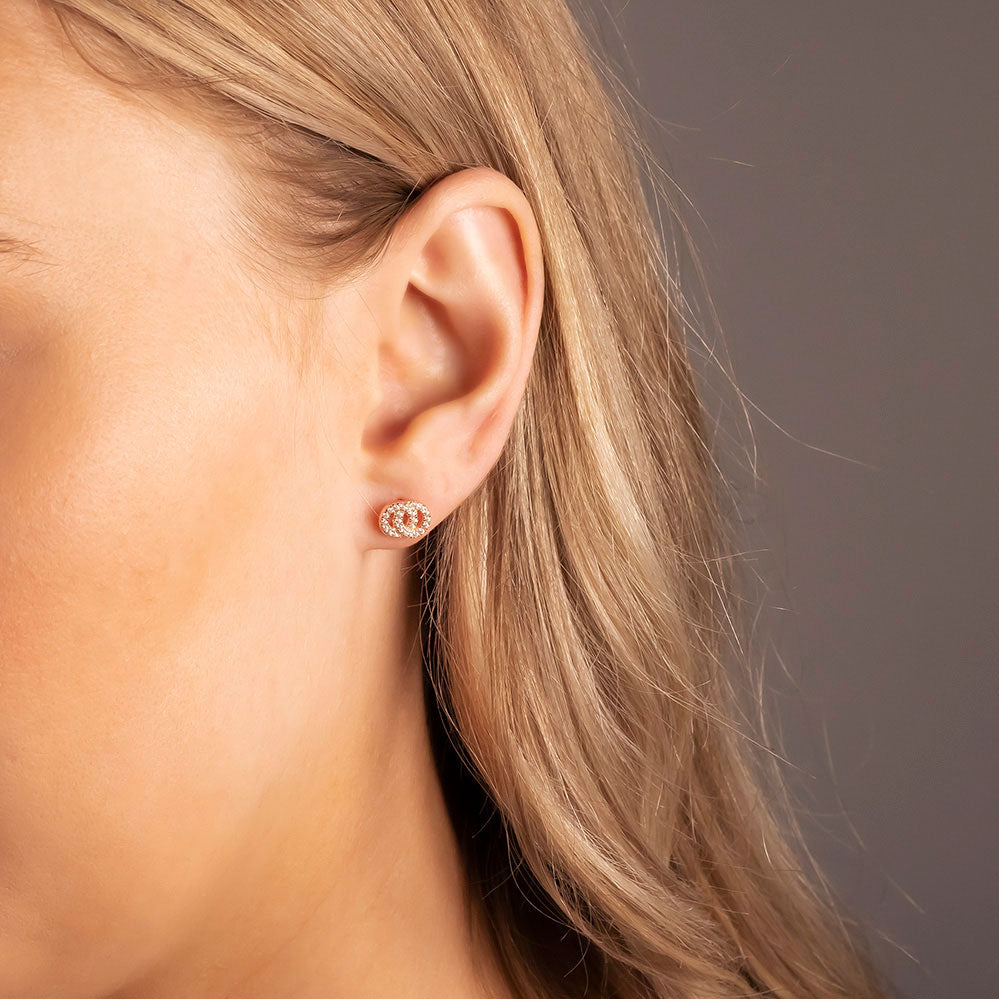Rose Gold Vermeil Interlocking Circles Studs