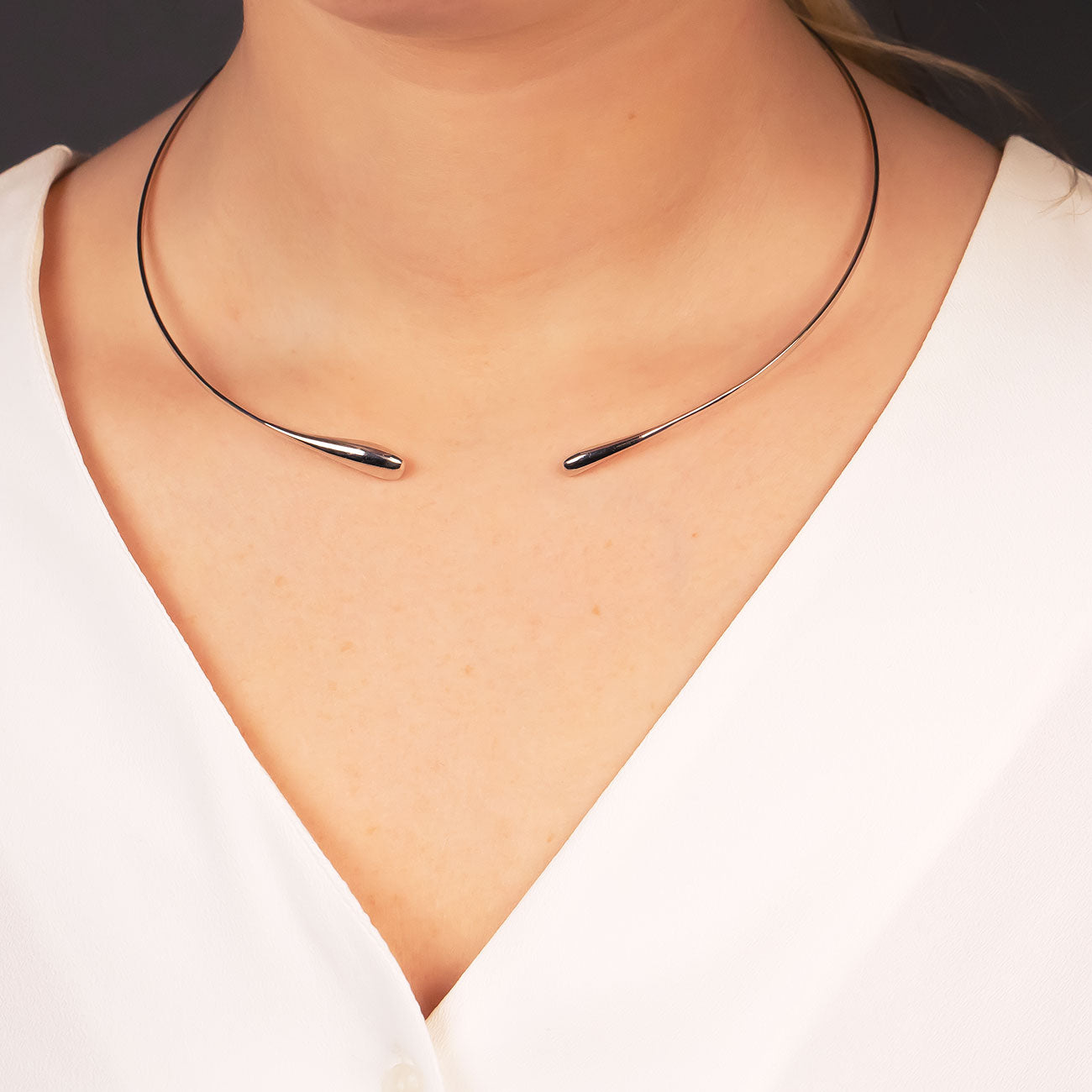 Sterling Silver Milano Droplets Collar Necklace