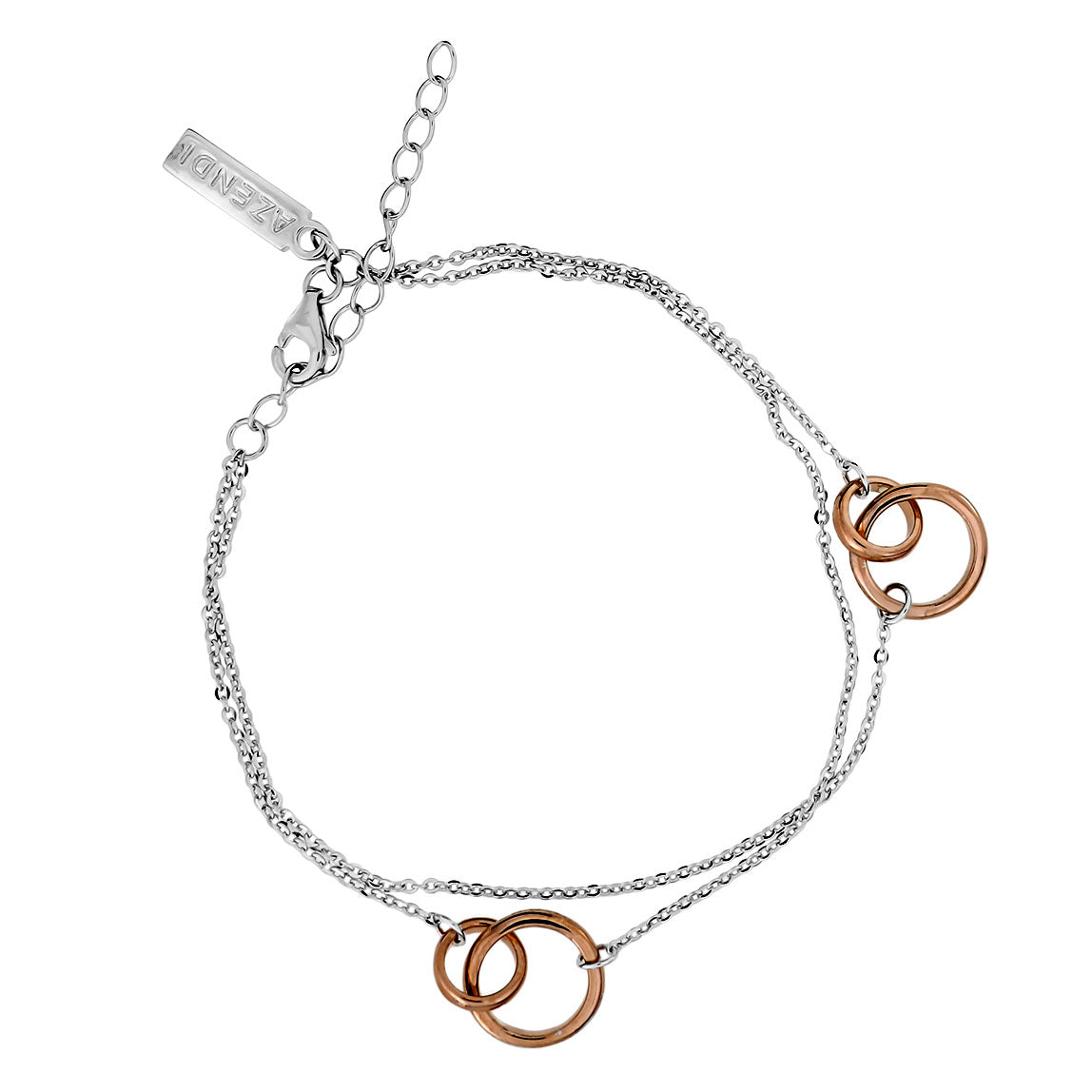 Double Interlocking Circles Bracelet Rose Gold Vermeil