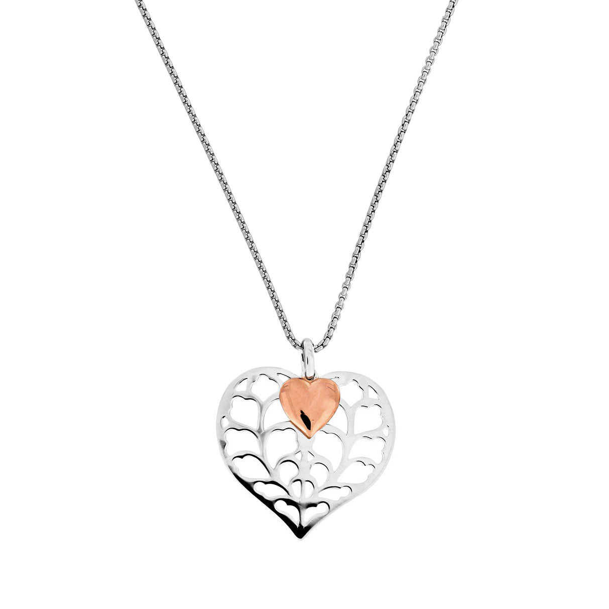 Silver Heart of Yorkshire Double Pendant with Rose Gold Vermeil
