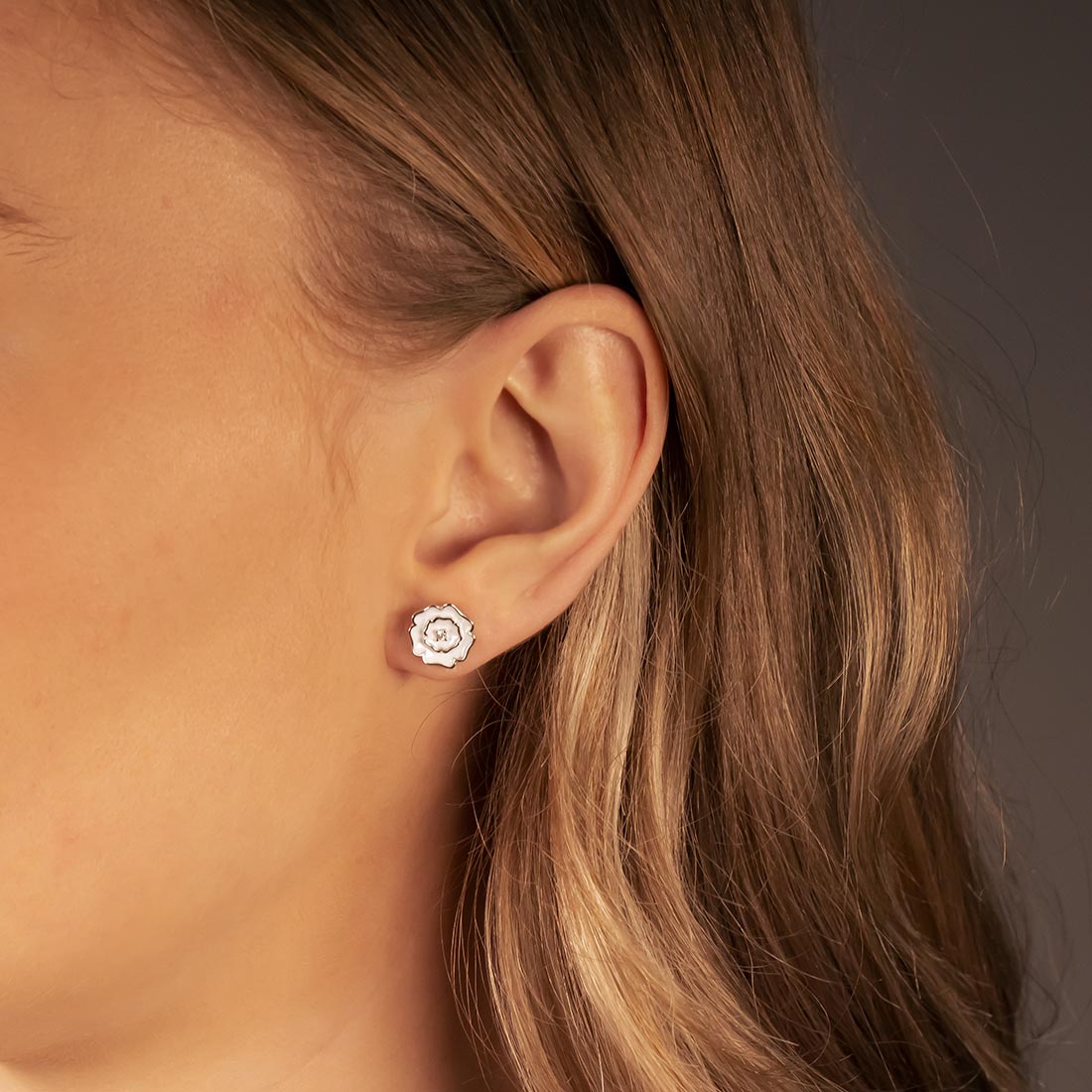 Sterling Silver Yorkshire Rose Earrings - Enamel