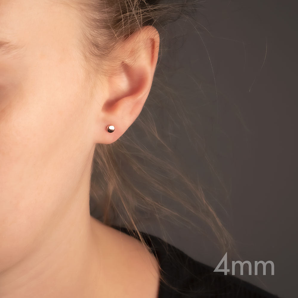 Double Curved Button Stud Earrings - Rose Gold Vermeil