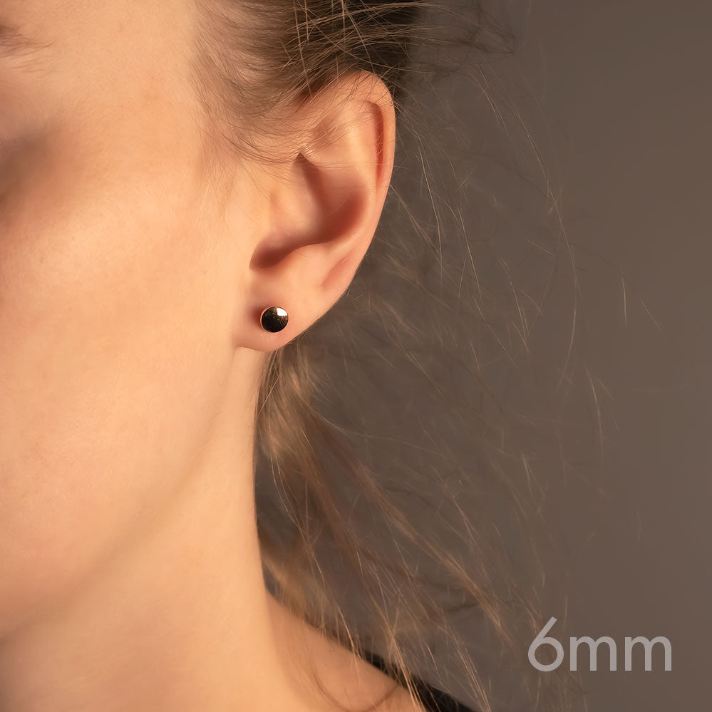 Double Curved Button Stud Earrings - Rose Gold Vermeil