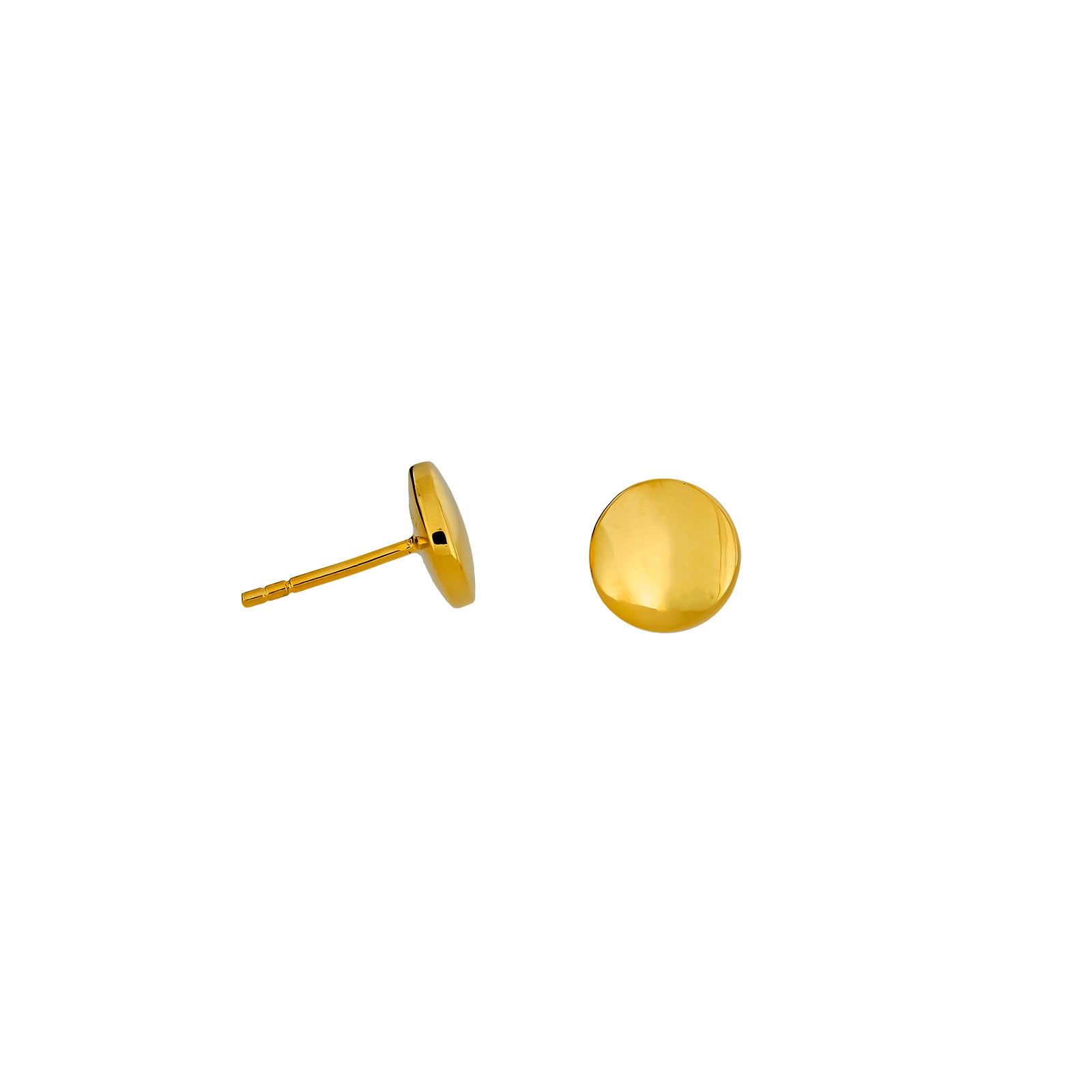Pair of yellow gold vermeil button stud earrings with a double curved design, offering a sleek and modern addition to gold vermeil jewellery collections.
