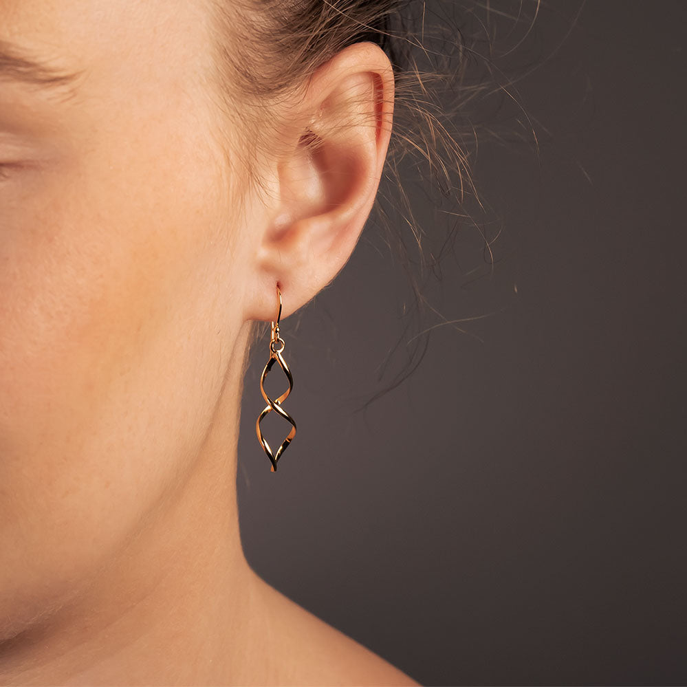 Longer Open Twist Earrings - Rose Vermeil