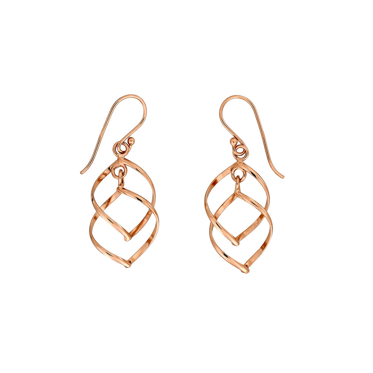 Spiral Waves Drop Earrings - Rose Gold Vermeil