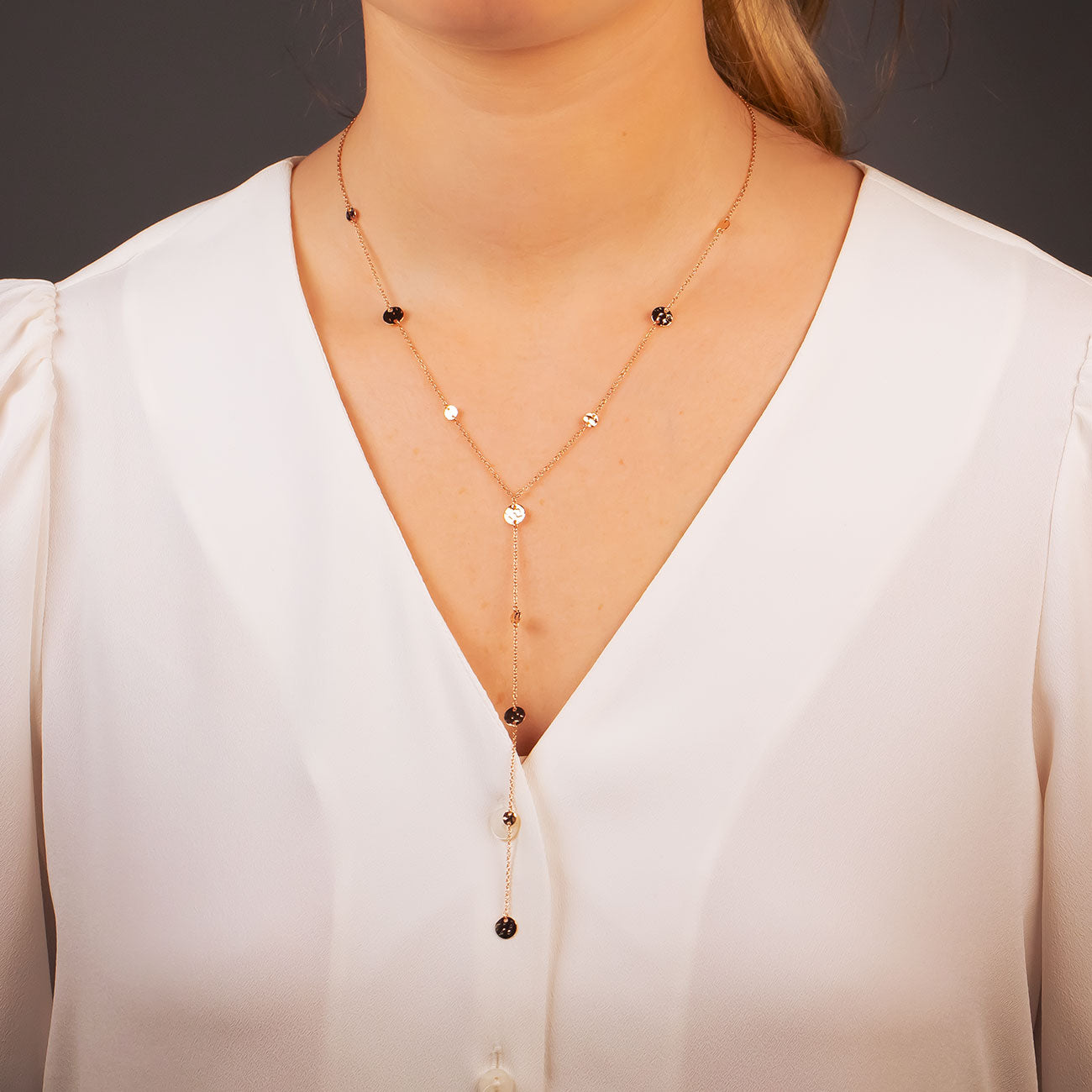 Tribeca Planished Discs Y Necklace