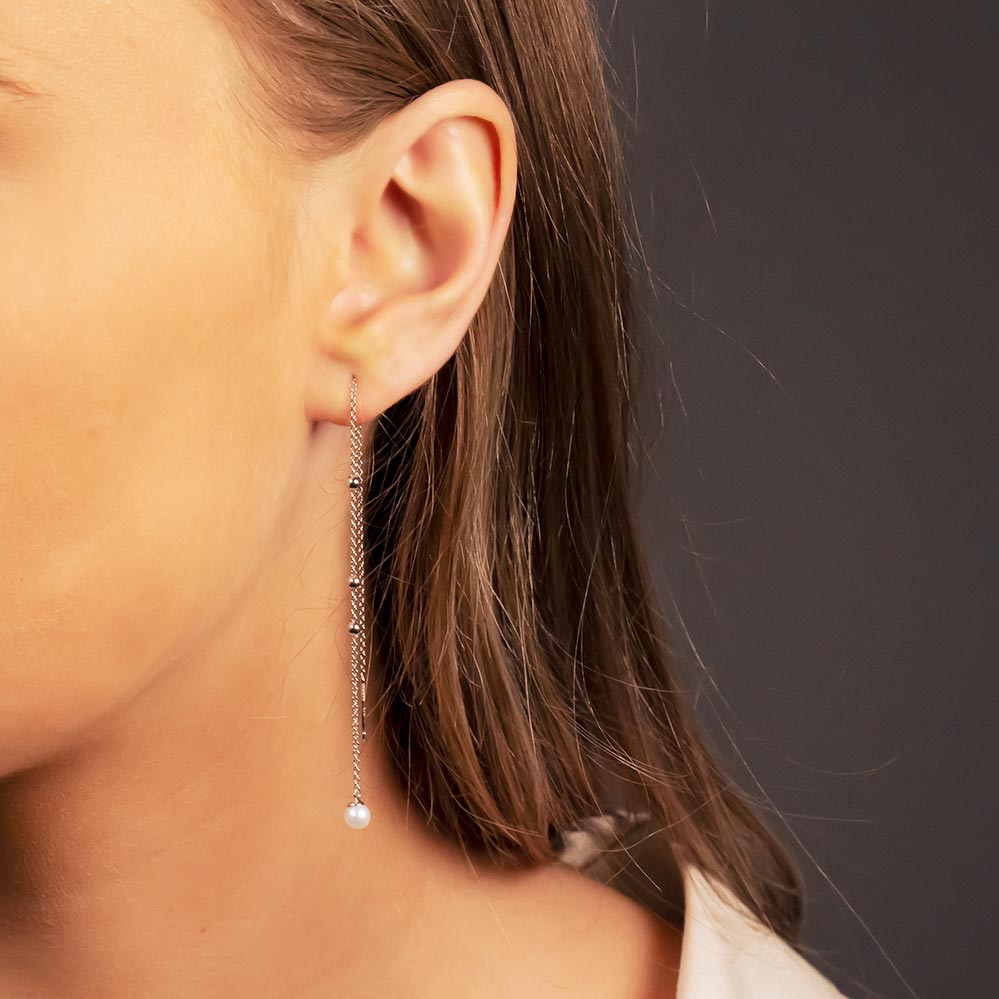 Tribeca Pearl & Bead Pull-Through Earrings