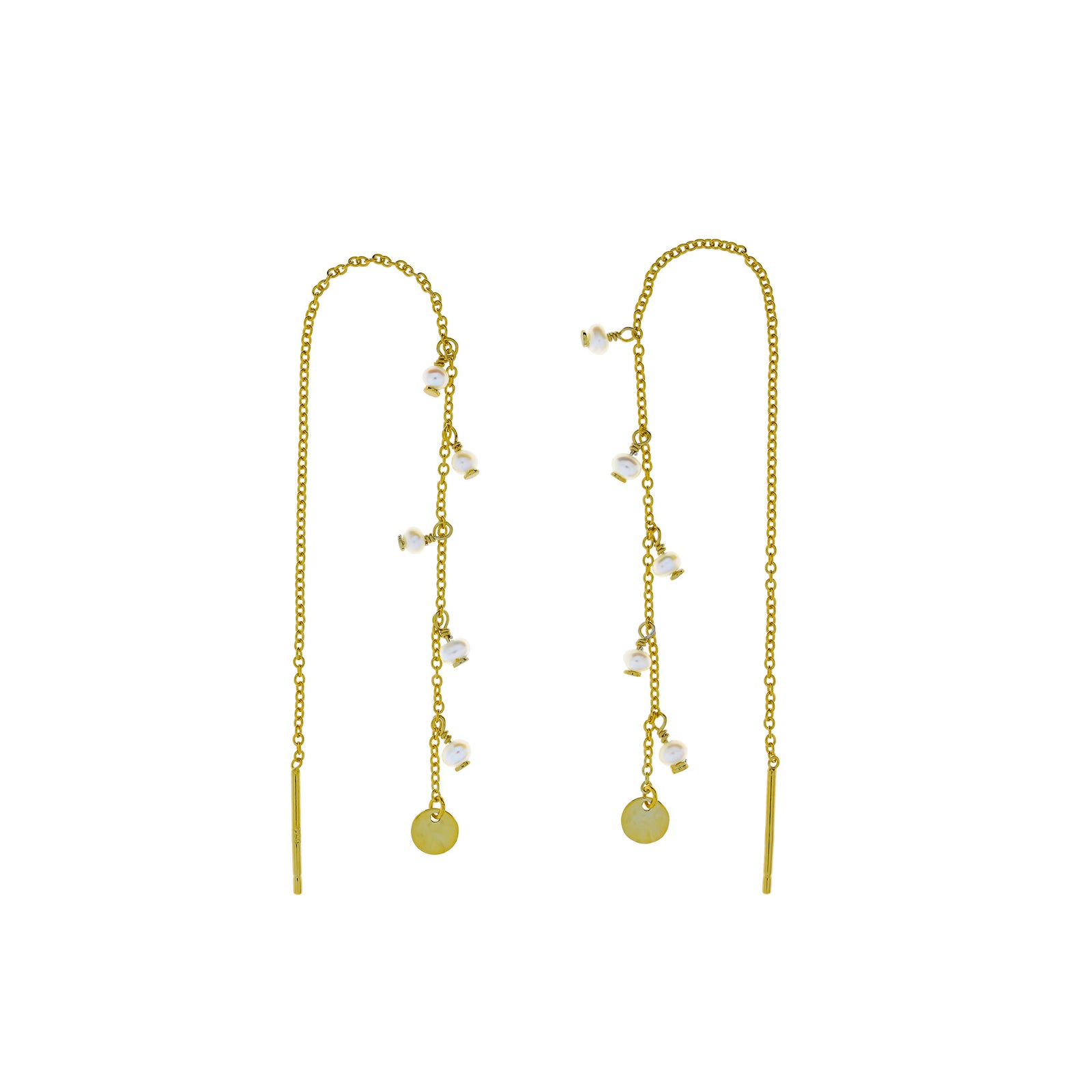 Tribeca Pearl & Disc Pull Through Earrings