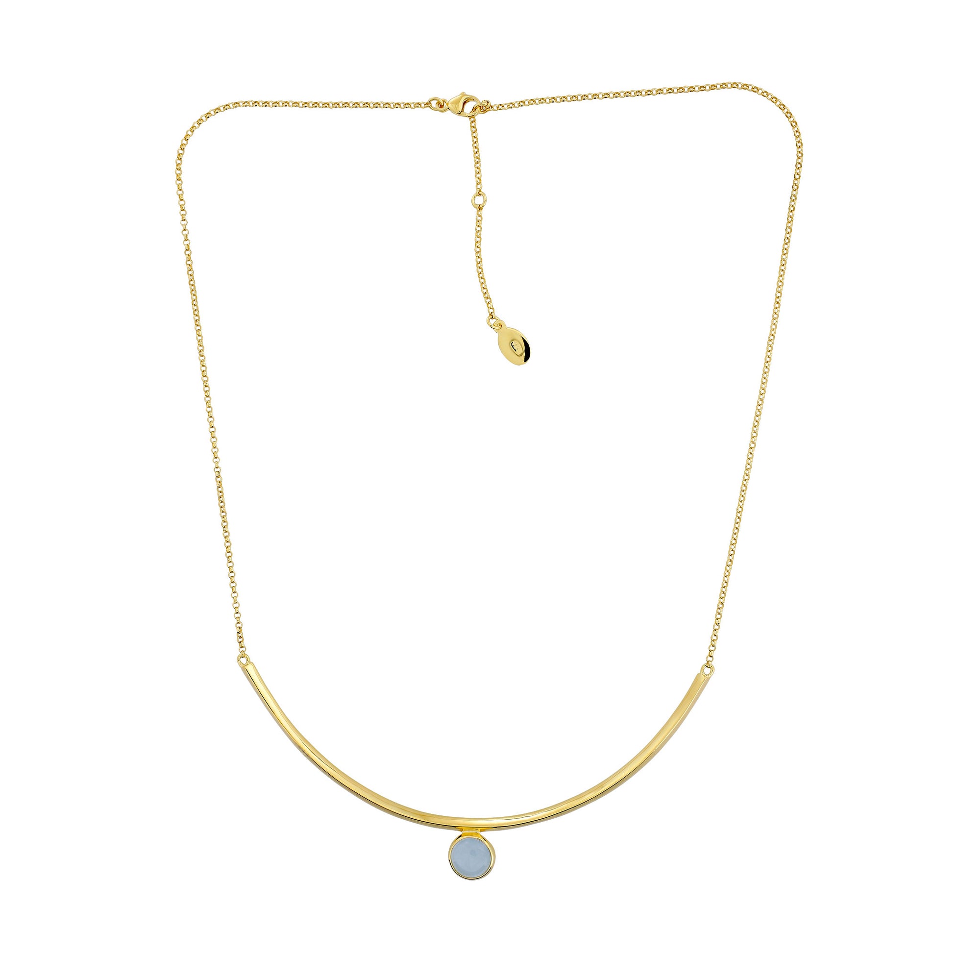 Ithica Curve Necklace with Aqua Chalcedony