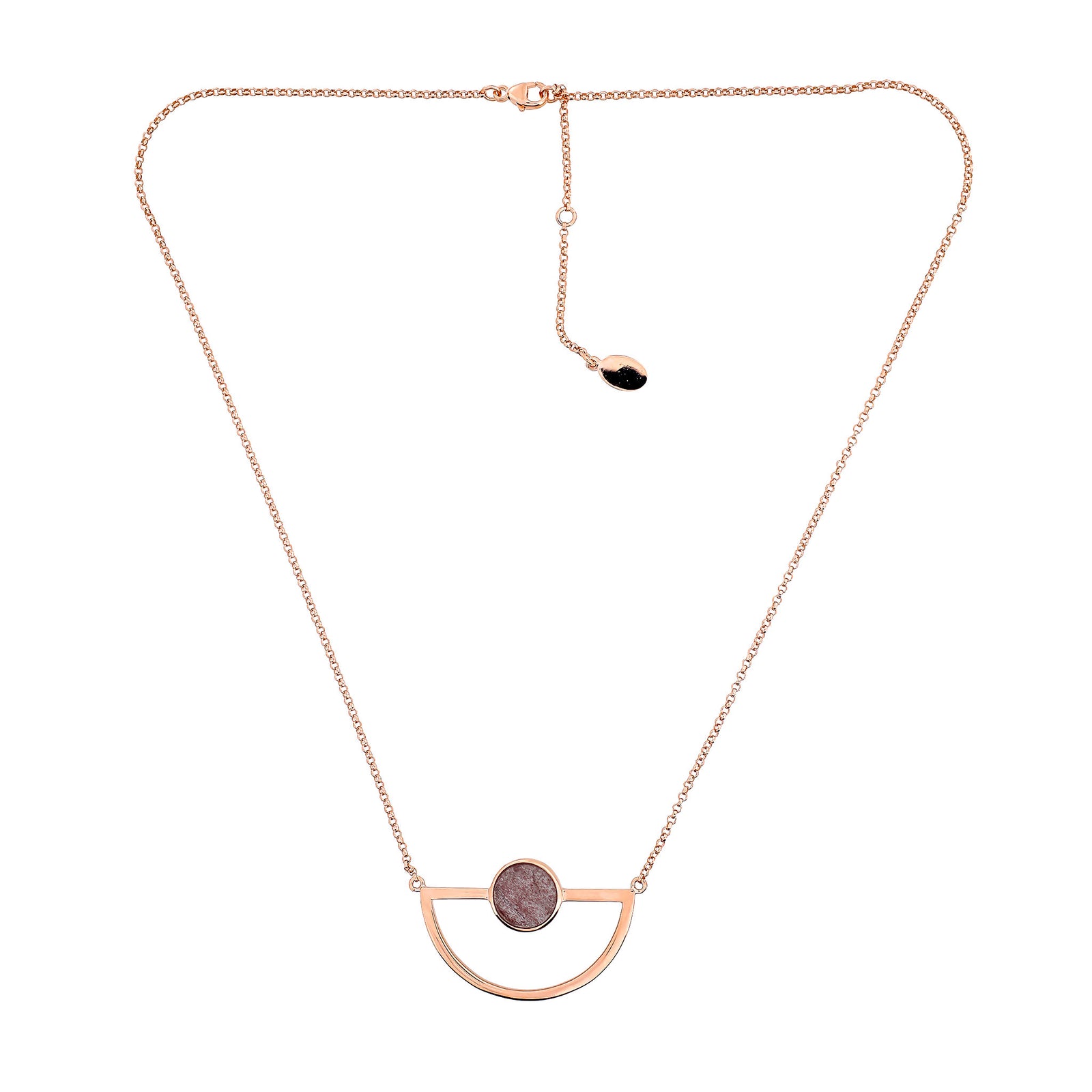 Ithica Semi-Circle Necklace with Strawberry Quartz