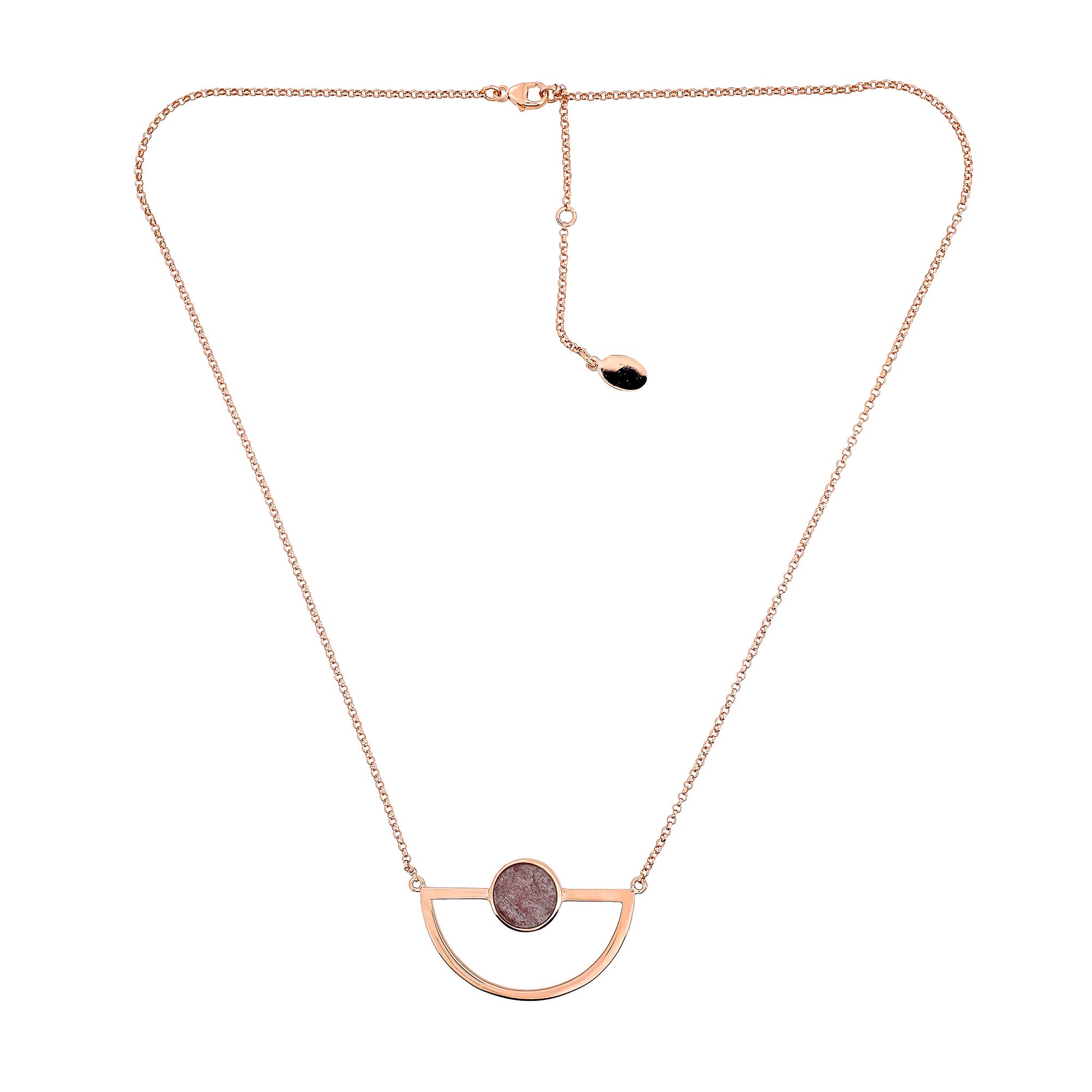 Ithica Semi-Circle Necklace with Strawberry Quartz