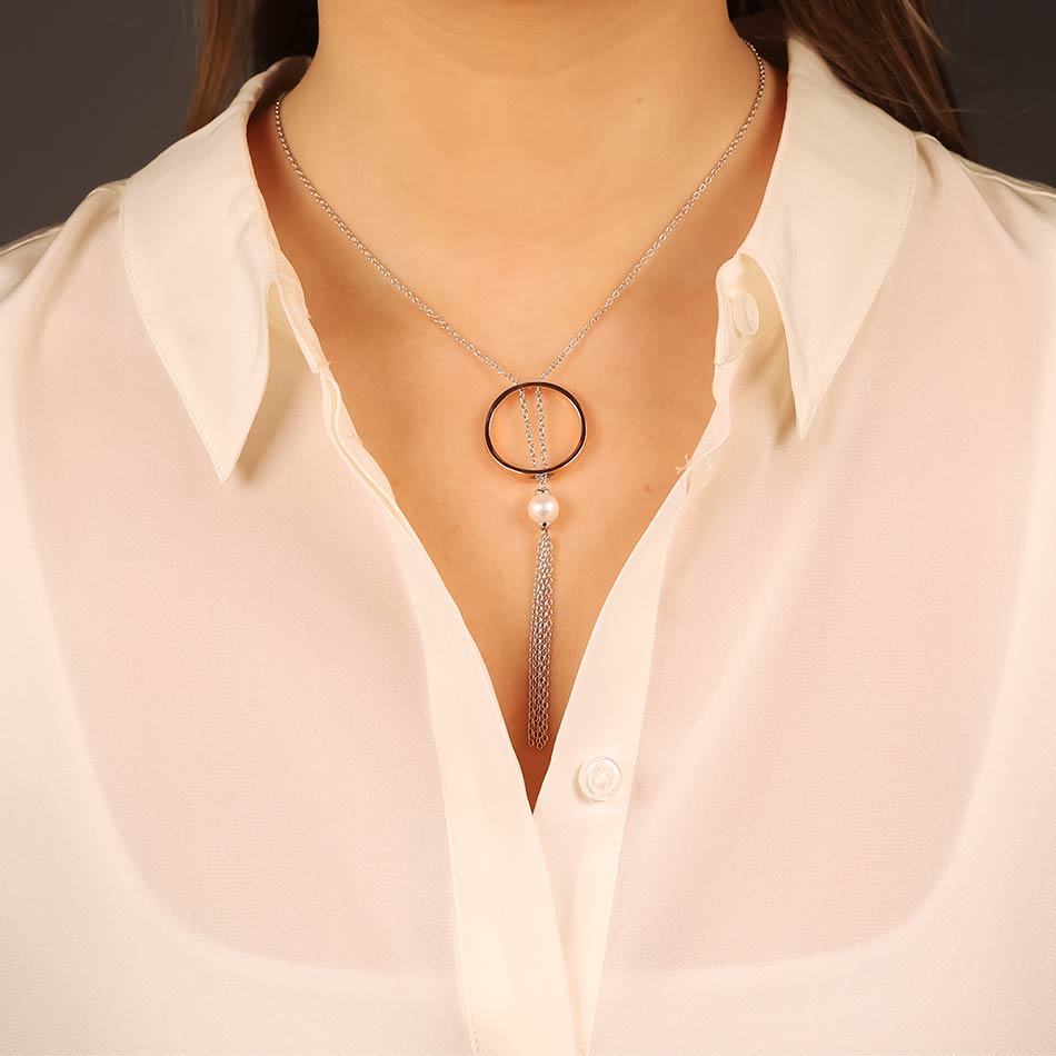Metropolitan Rose Gold Vermeil Circle Tassel Necklace